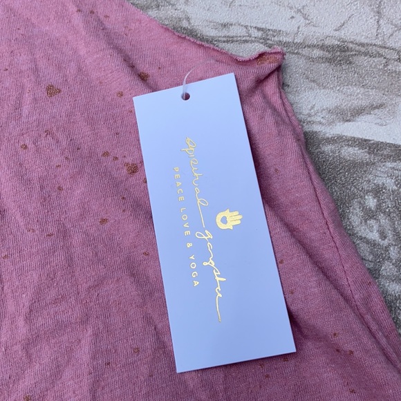 Spiritual Gangster Pink Shimmer Crop Tank Top NWT - Picture 3 of 12